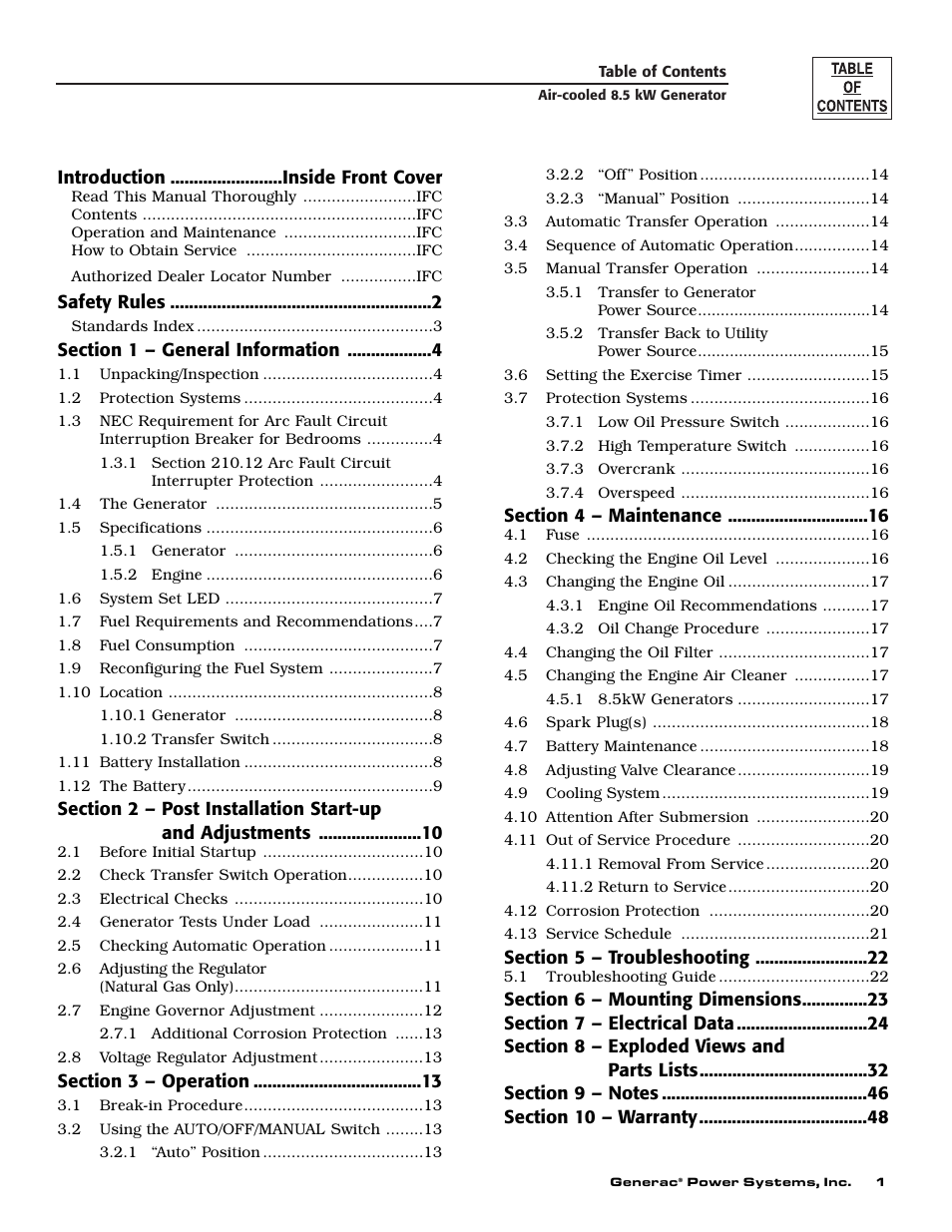 Generac 004692-2 User Manual | Page 3 / 52
