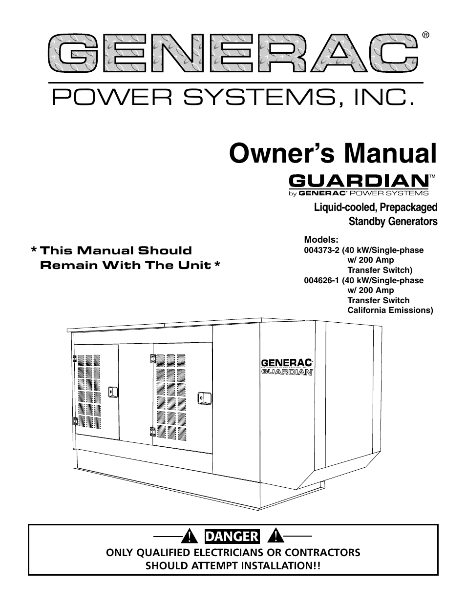 Generac 004626-1 User Manual | 60 pages