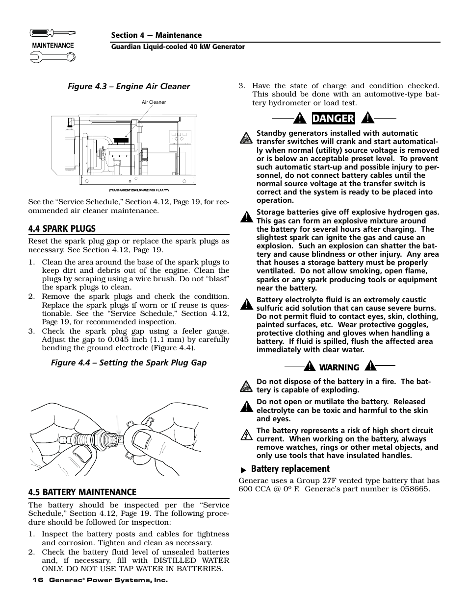 Danger | Generac 004626-1 User Manual | Page 18 / 60