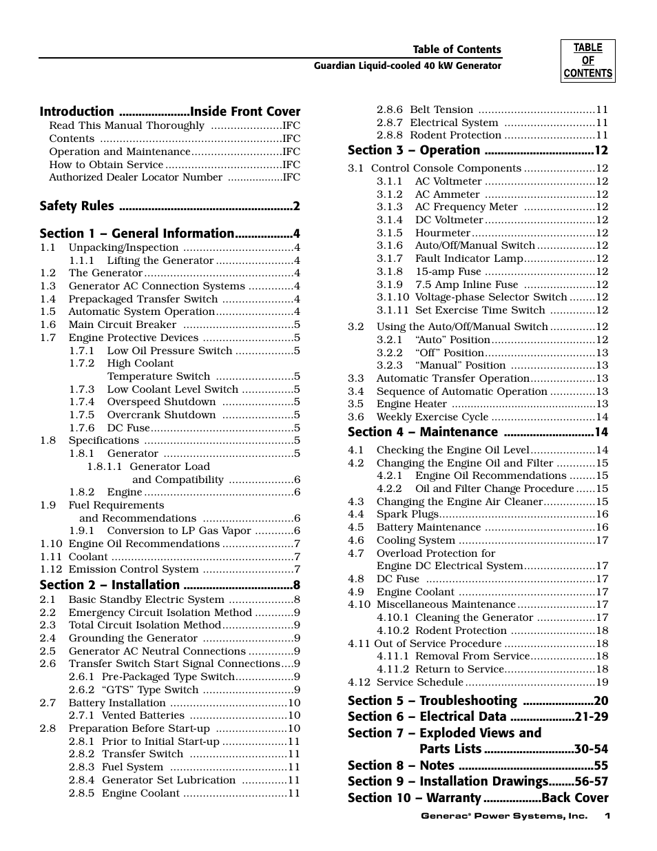 Generac 004626-1 User Manual | Page 3 / 60