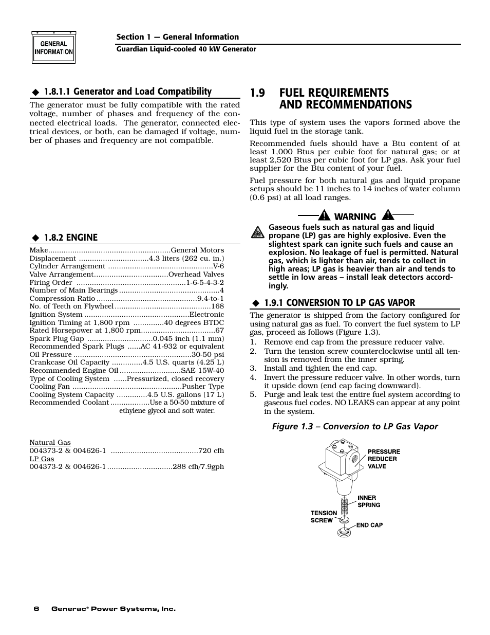 9 fuel requirements and recommendations | Generac 004626-1 User Manual | Page 8 / 60