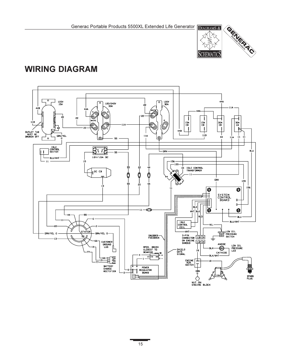 Wiring diagram | Generac 5500XL User Manual | Page 15 / 18