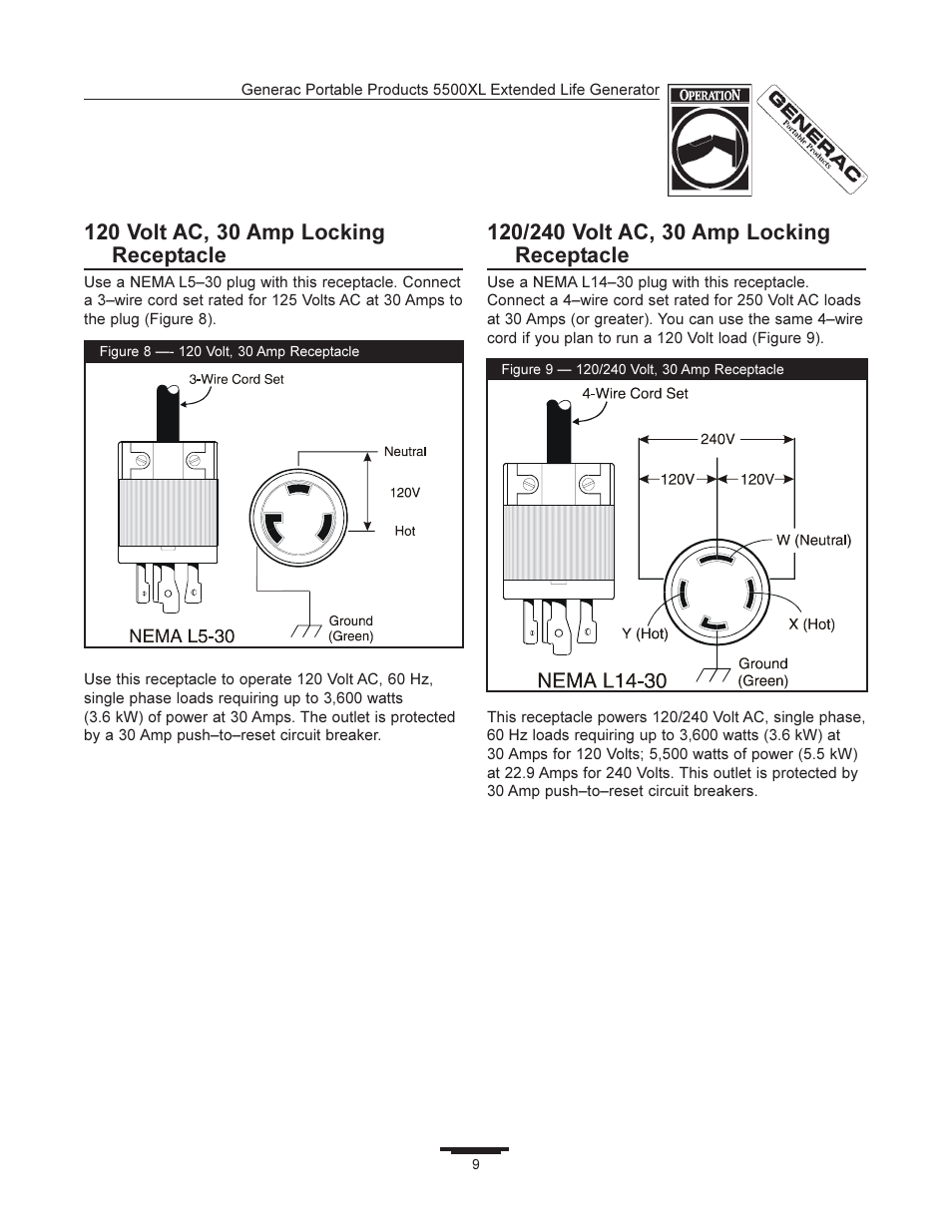 Generac 5500XL User Manual | Page 9 / 18