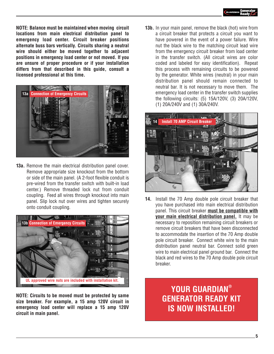 Your guardian, Generator ready kit is now installed | Generac 1276-1 User Manual | Page 8 / 10