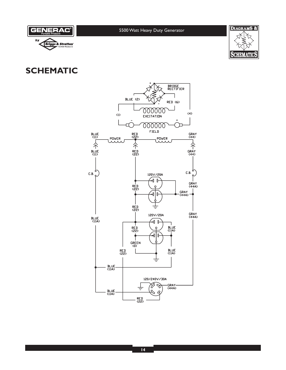 Schematic | Generac heavy duty geenrator 1654-0 User Manual | Page 14 / 32