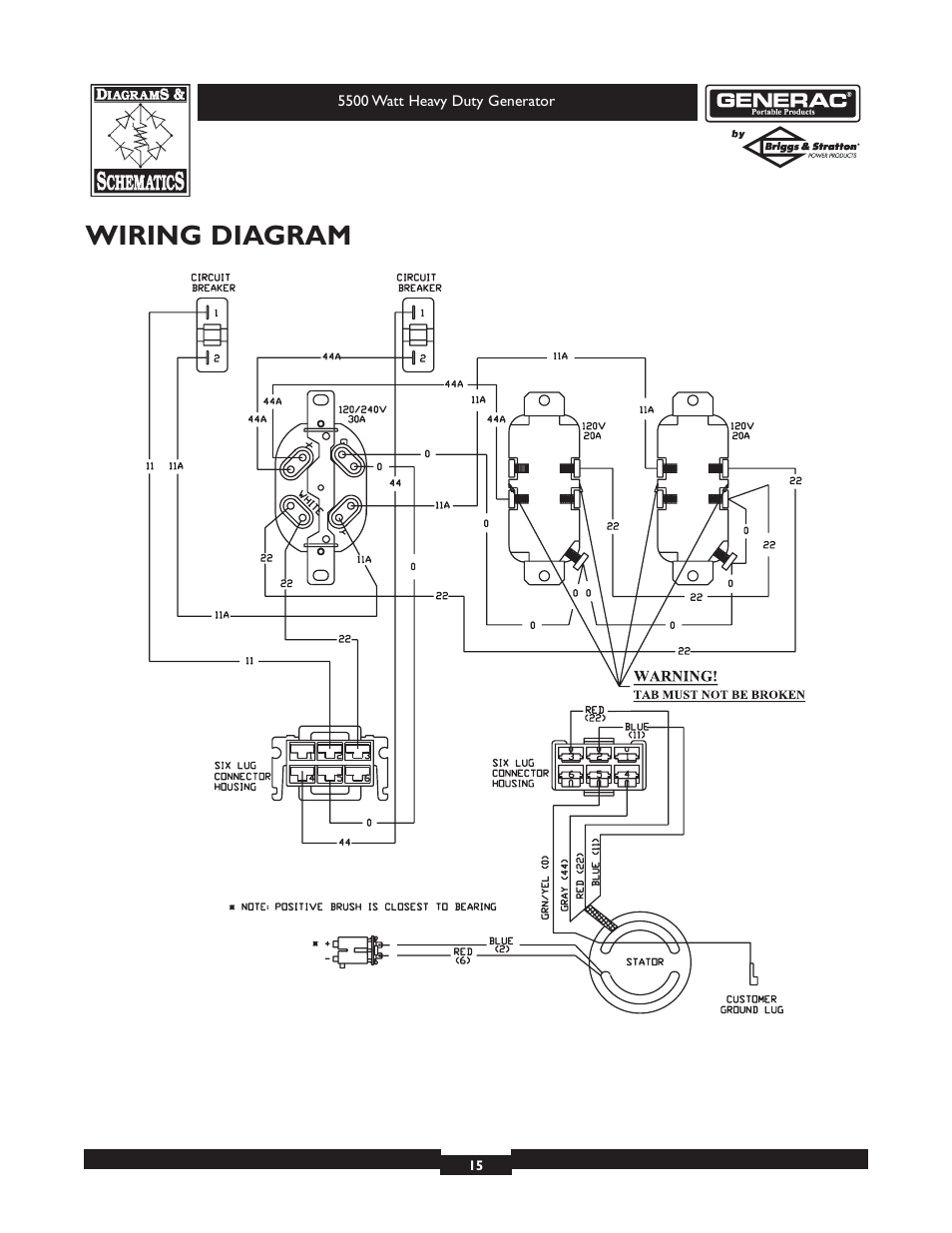 Wiring diagram | Generac heavy duty geenrator 1654-0 User Manual | Page 15 / 32