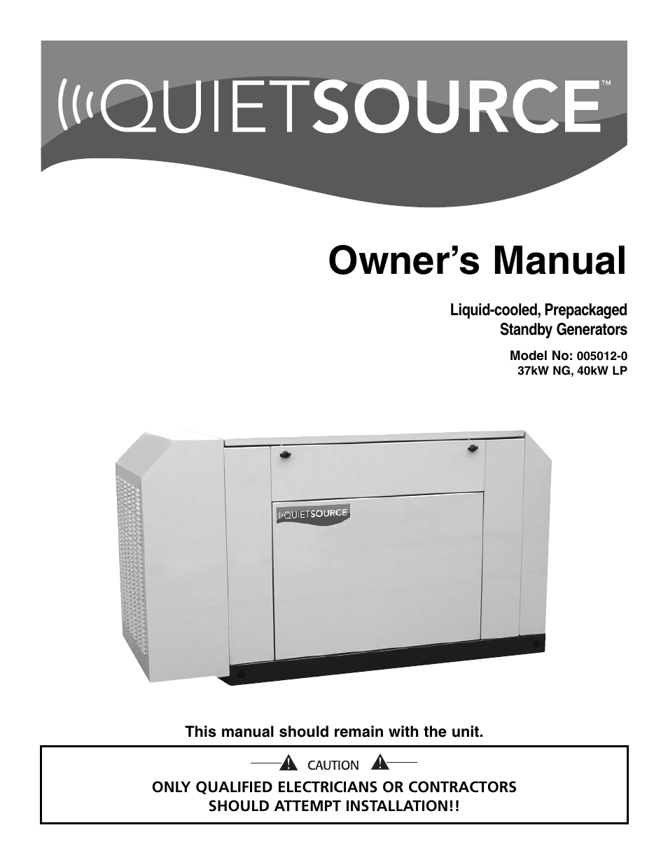 Generac 37kW NG User Manual | 48 pages