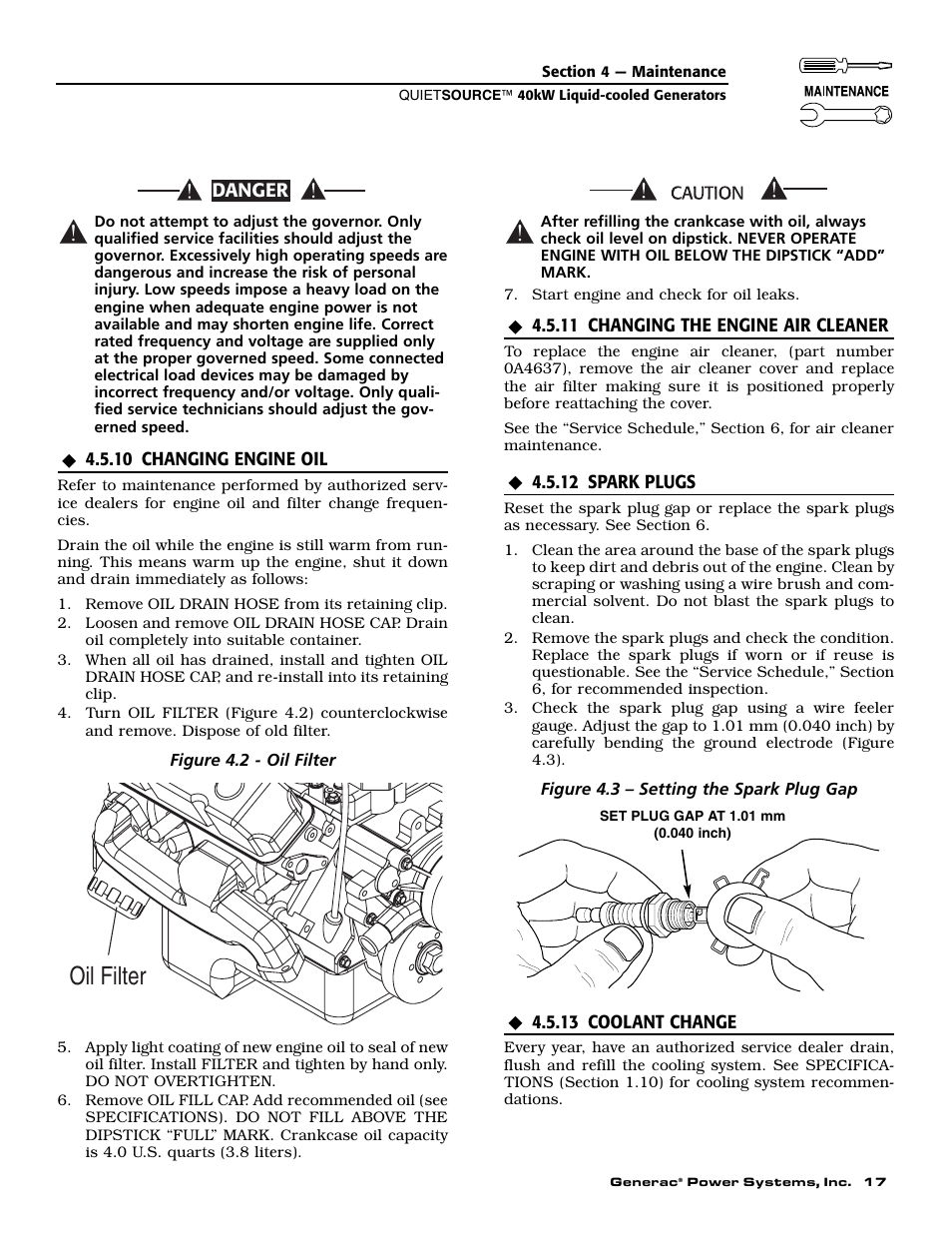 Oil filter | Generac 37kW NG User Manual | Page 19 / 48