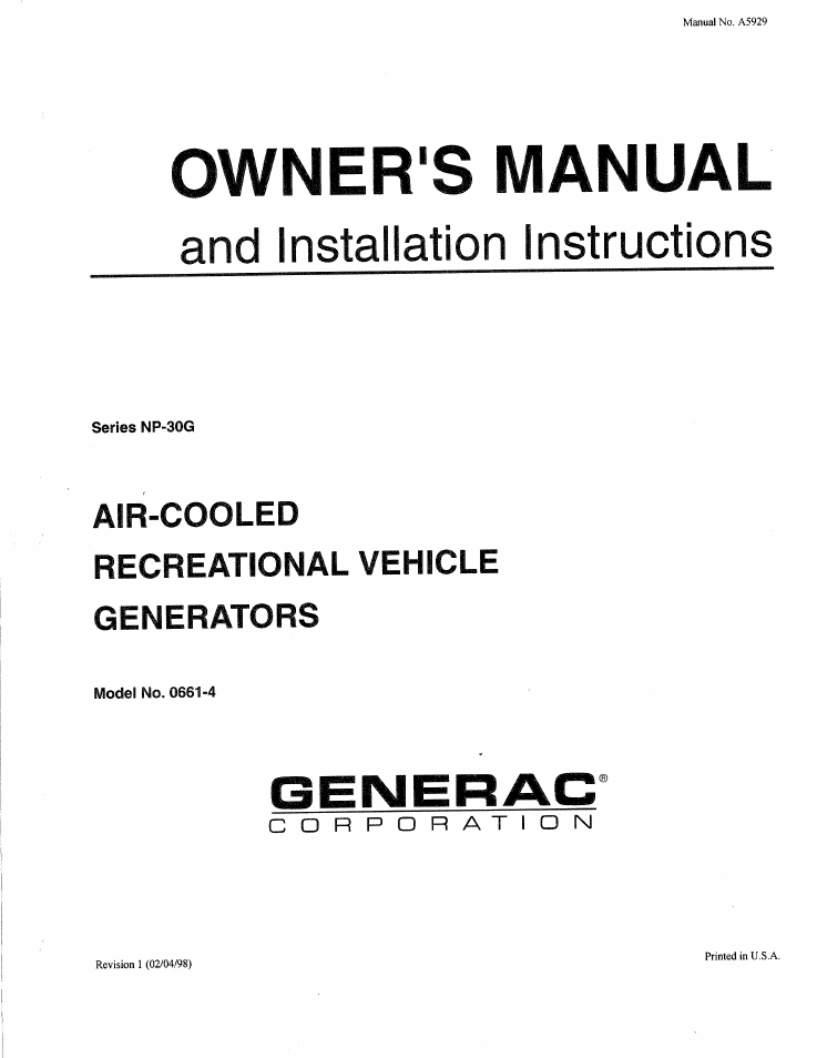 Generac 0661-4 User Manual | 48 pages