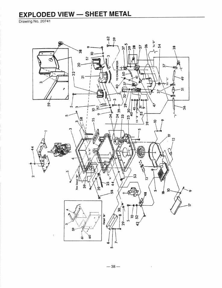 Exploded view — sheet metal | Generac 0661-4 User Manual | Page 40 / 48