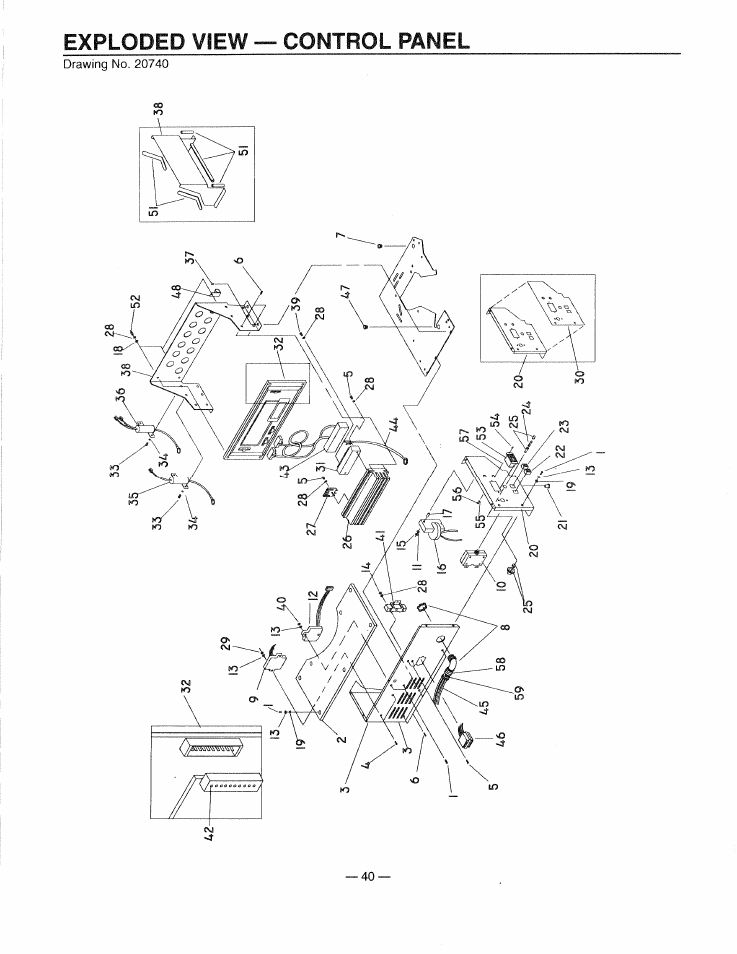 Exploded view — control panel | Generac 0661-4 User Manual | Page 42 / 48