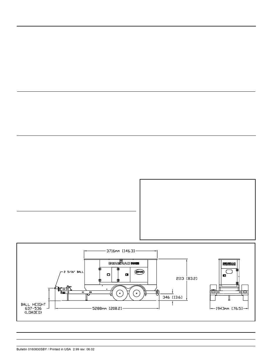 Standard engine features, Standard unit features, Standard control features | Optional road ready trailer | Generac GR160 User Manual | Page 4 / 4