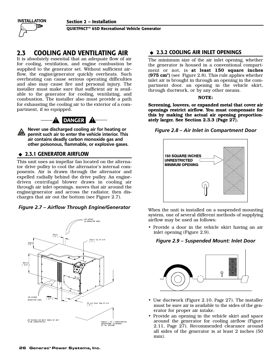 3 cooling and ventilating air | Generac 004614-1 User Manual | Page 28 / 68