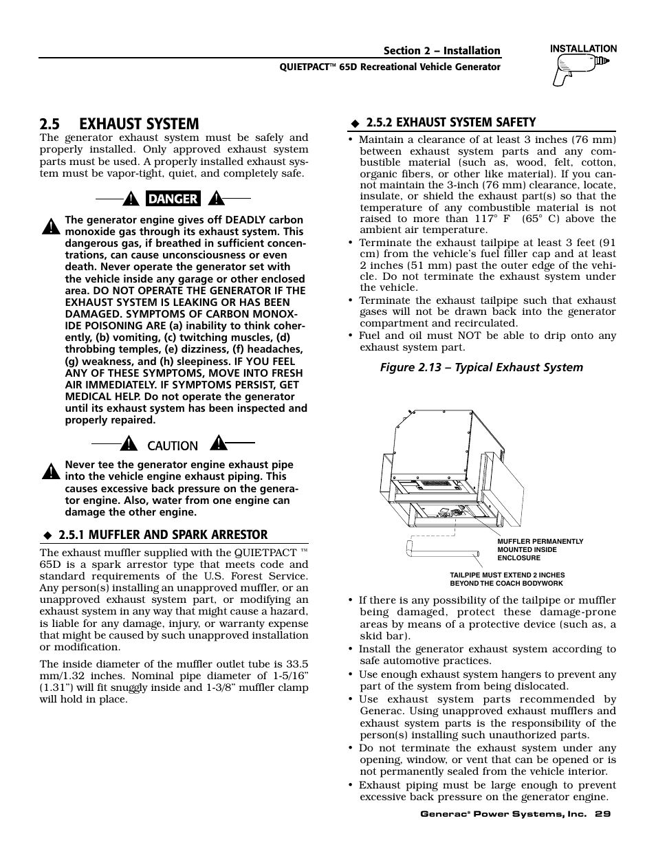 5 exhaust system | Generac 004614-1 User Manual | Page 31 / 68