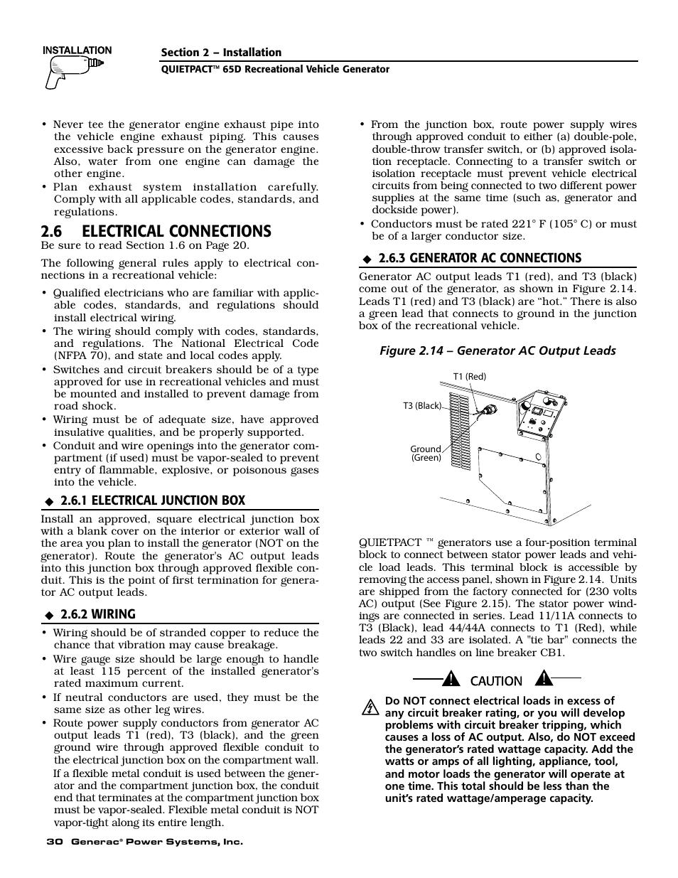 6 electrical connections | Generac 004614-1 User Manual | Page 32 / 68