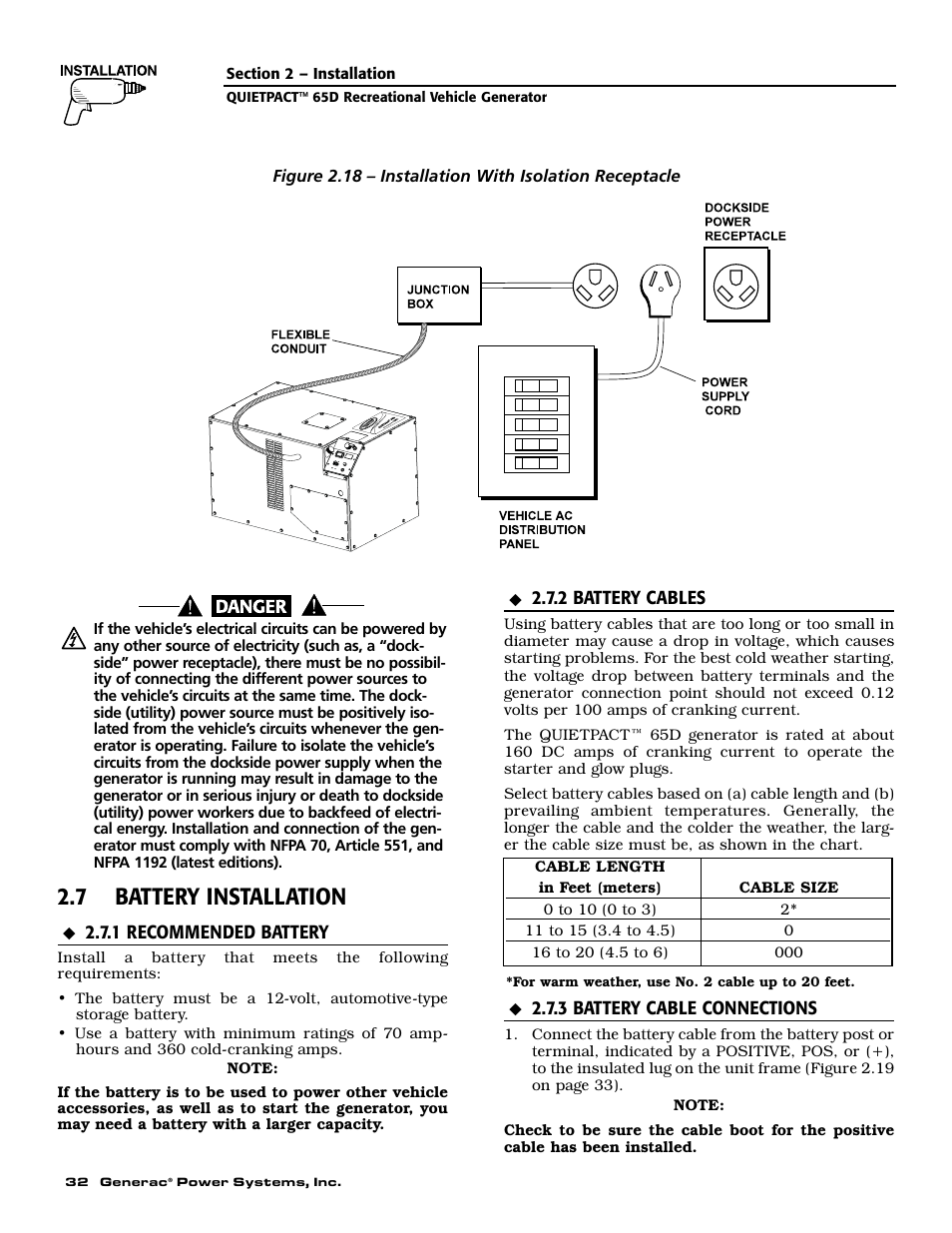 7 battery installation | Generac 004614-1 User Manual | Page 34 / 68
