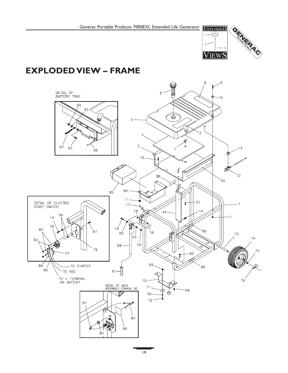 Exploded view – frame | Generac 7000exl User Manual | Page 19 / 24