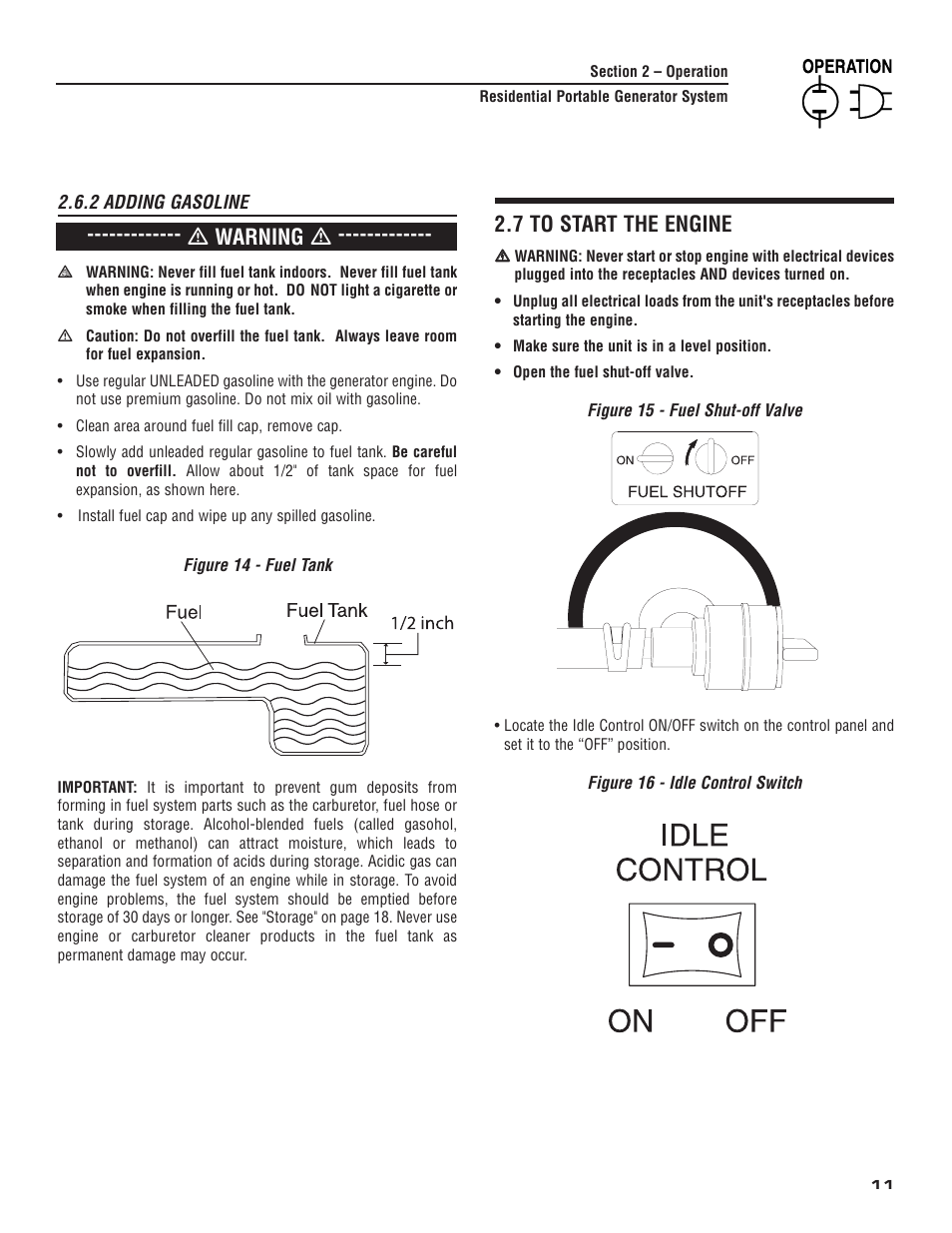 7 to start the engine, Ƽ warning ƽ | Generac 004583-0 User Manual | Page 13 / 48