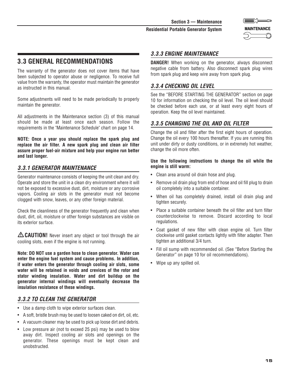 3 general recommendations | Generac 004583-0 User Manual | Page 17 / 48