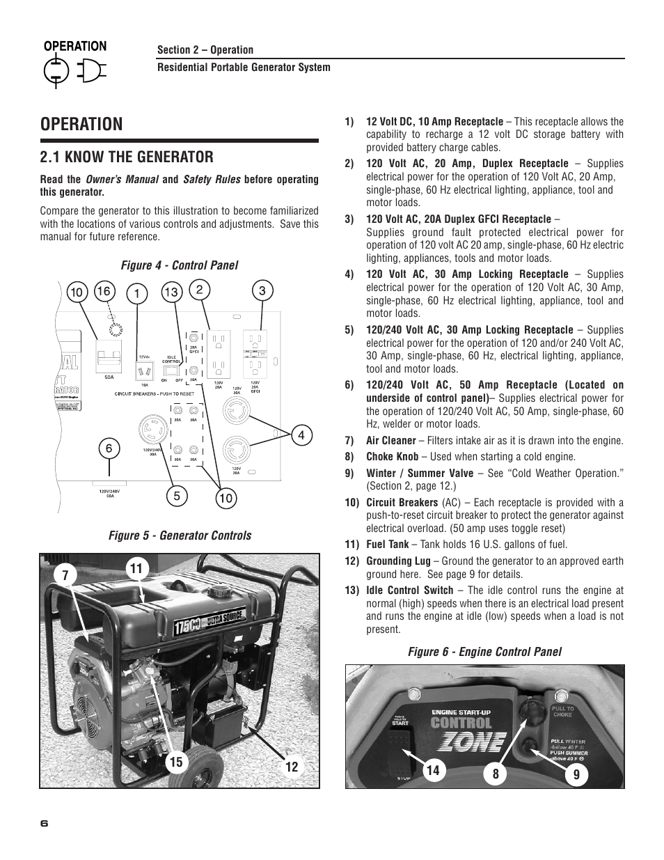 Operation, 1 know the generator | Generac 004583-0 User Manual | Page 8 / 48
