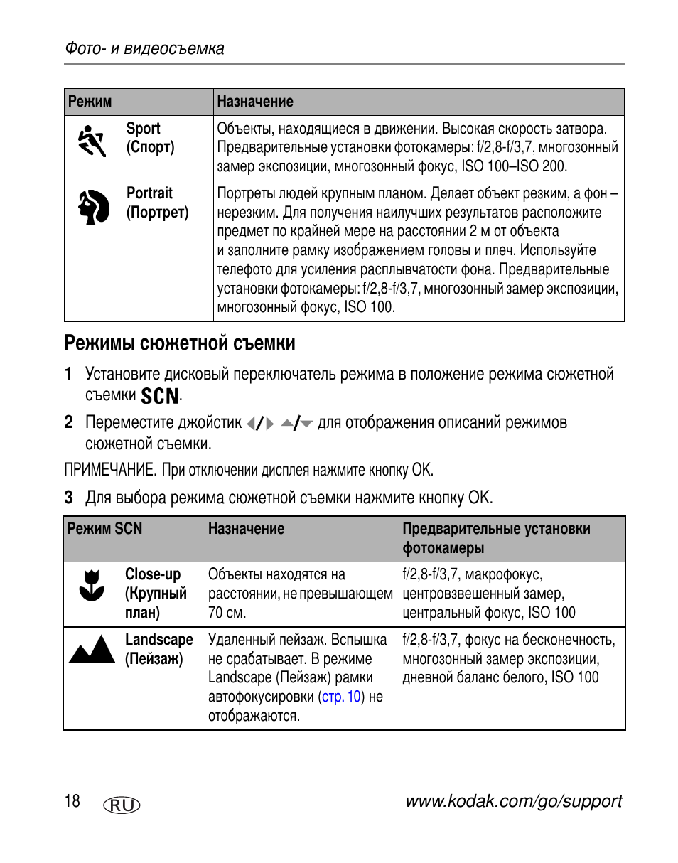 Режимы сюжетной съемки | Kodak Z7590 User Manual | Page 28 / 118