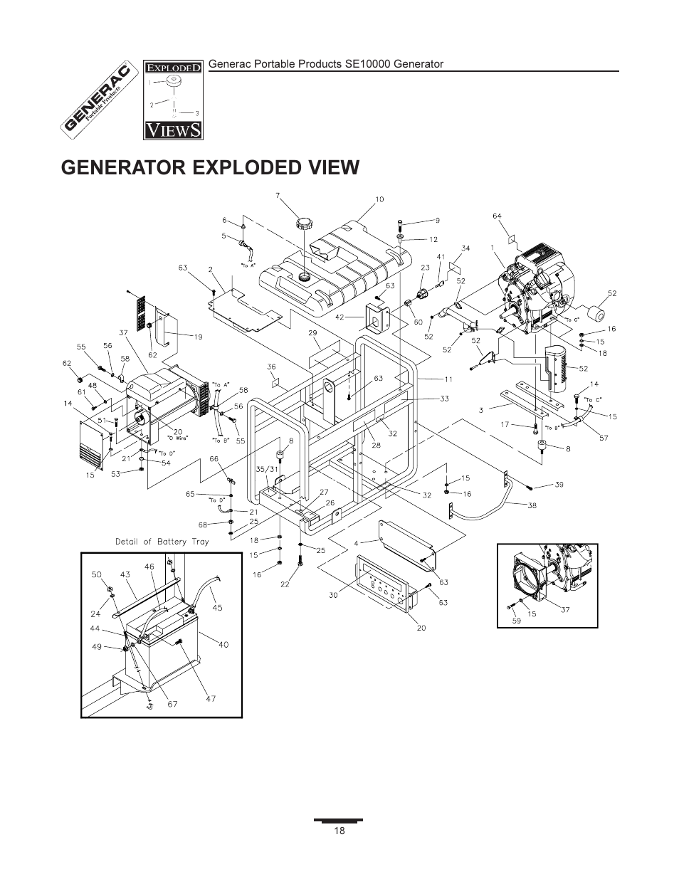 Generator exploded view | Generac SE10000 User Manual | Page 18 / 24