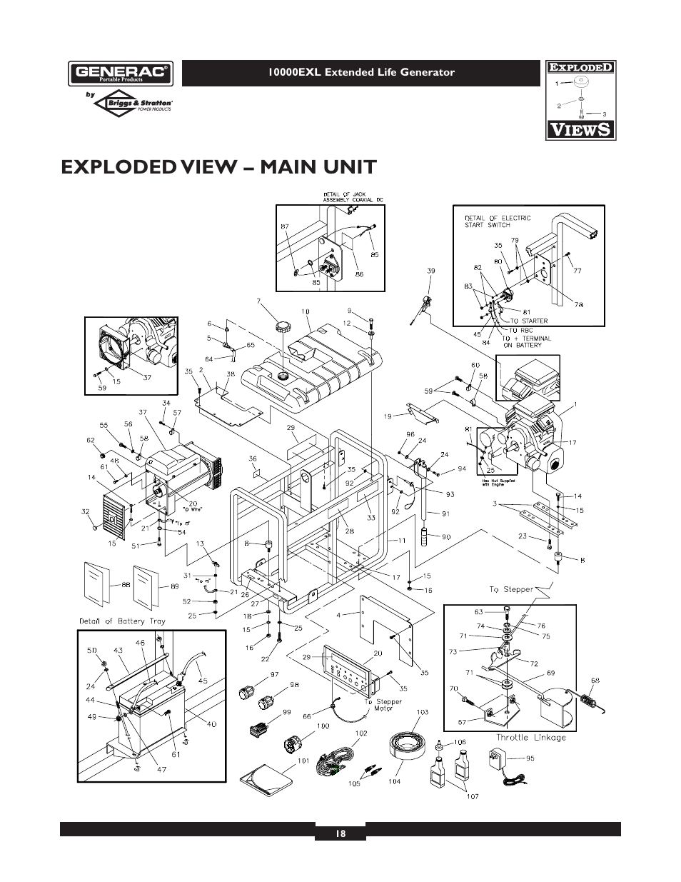 Exploded view – main unit | Generac 9801-7 User Manual | Page 18 / 24