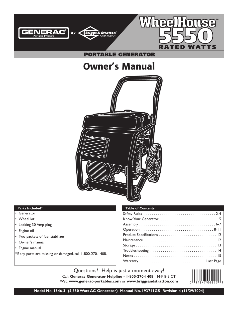 Generac WHEELHOUSE 1646-3 User Manual | 16 pages