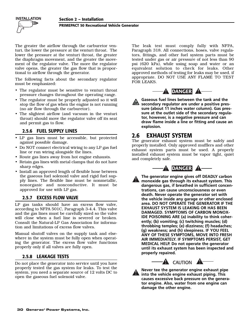 6 exhaust system | Generac 02010-2 User Manual | Page 32 / 60