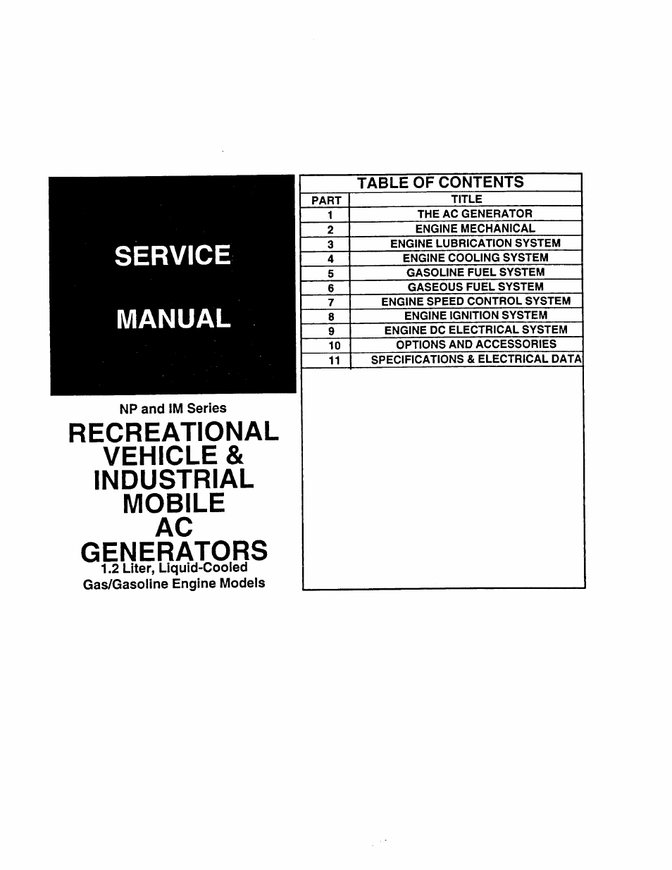 Np and im series, 2 liter, liquid-cooled gas/gasoline engine models, Service manual | Generac 86640 User Manual | Page 3 / 120