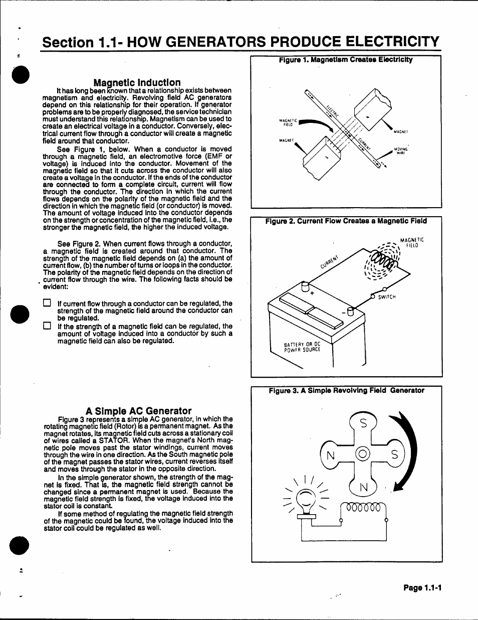 Section 1.1- how generators produce electricity, Magnetic induction, A simple ac generator | Generac 86640 User Manual | Page 5 / 120