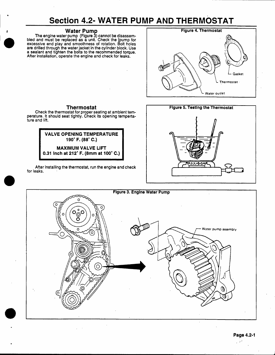 Section 4.2- water pump and thermostat, Water pump, Thermostat | Generac 86640 User Manual | Page 54 / 120