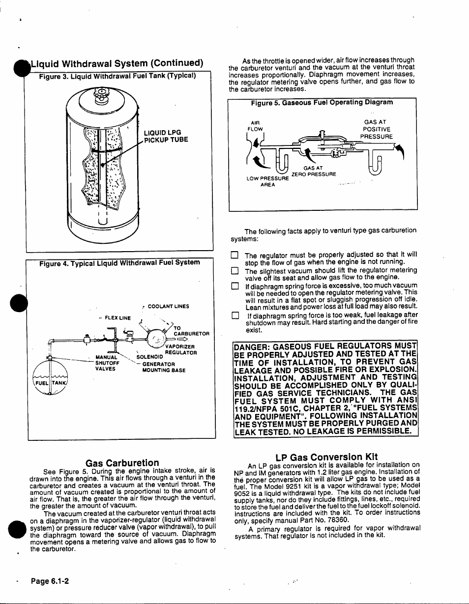 Gas carburation, Lp gas conversion kit | Generac 86640 User Manual | Page 67 / 120