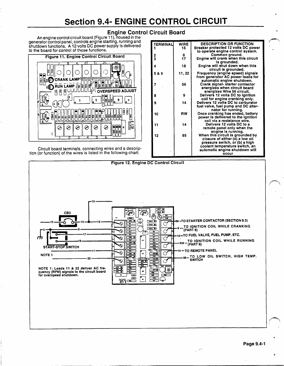 Section 9.4- engine control circuit, Engine control circuit board, Page 9.4-1 | Generac 86640 User Manual | Page 92 / 120