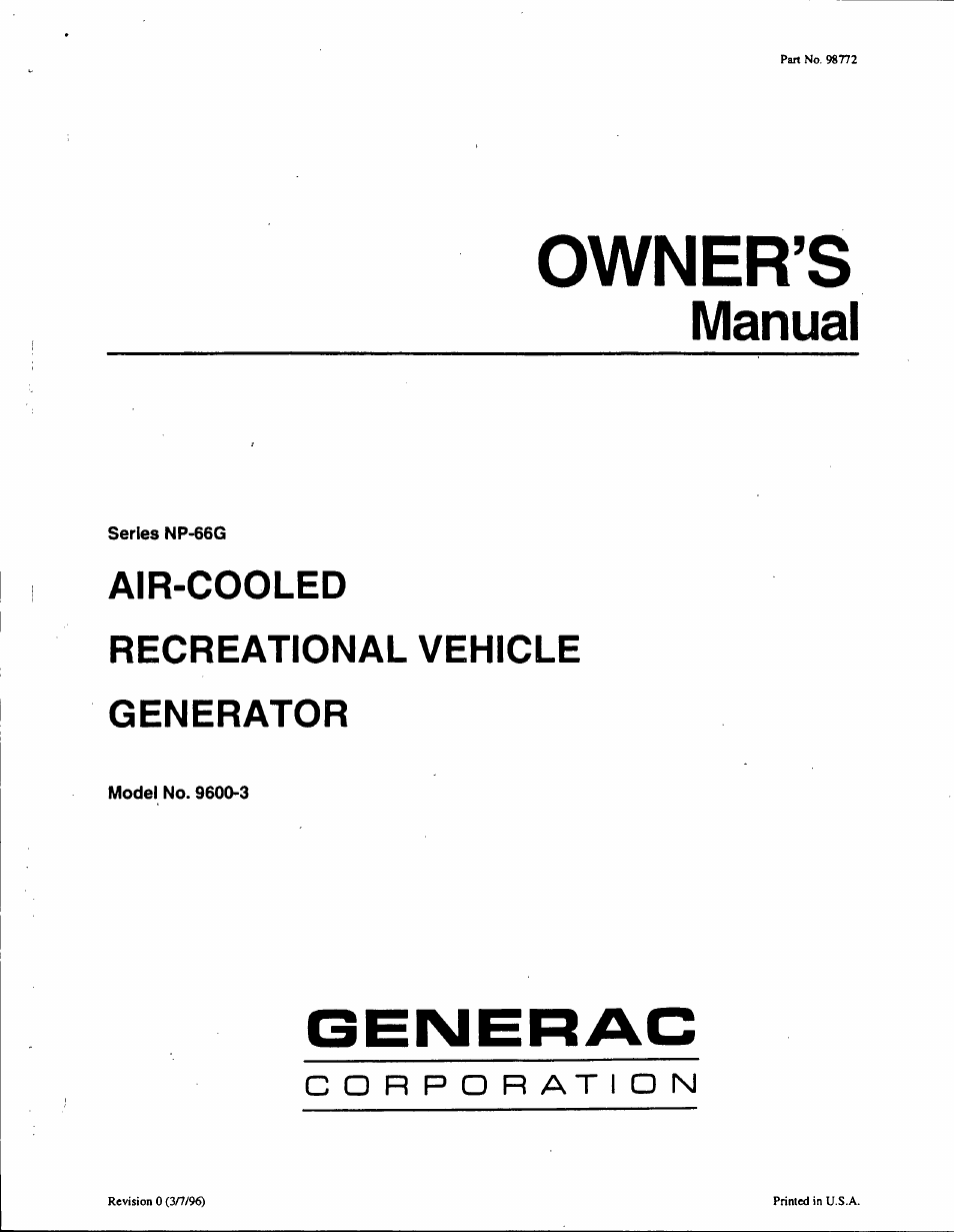 Generac 9600-3 User Manual | 32 pages