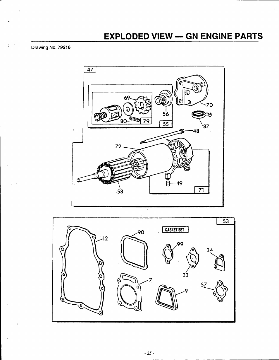Exploded view — gn engine parts | Generac 9600-3 User Manual | Page 27 / 32