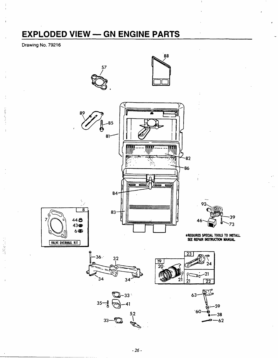 Exploded view — gn engine parts, Yalyc dyirhaui kit 1 | Generac 9600-3 User Manual | Page 28 / 32