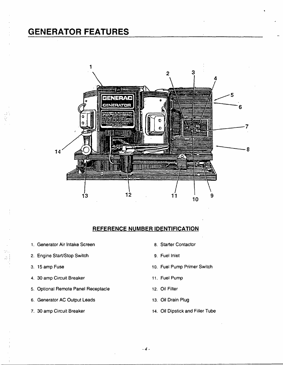 Generator features, Reference number identification | Generac 9600-3 User Manual | Page 6 / 32