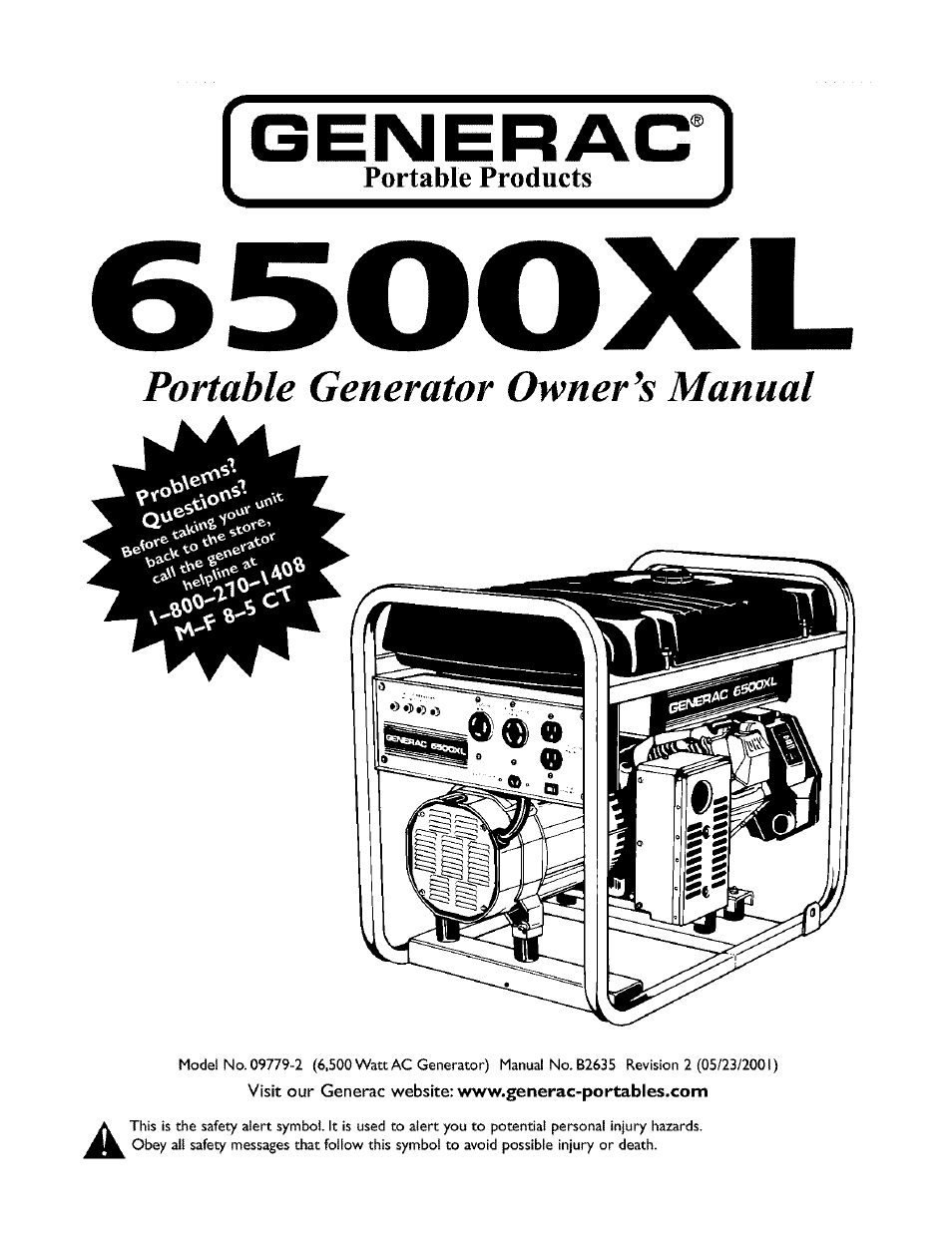 Generac 6500XL 09779-2 User Manual | 20 pages