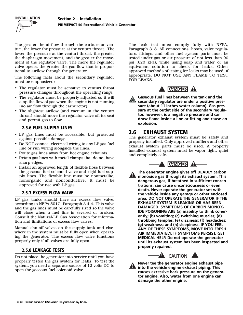 6 exhaust system | Generac 02010-0 User Manual | Page 32 / 60