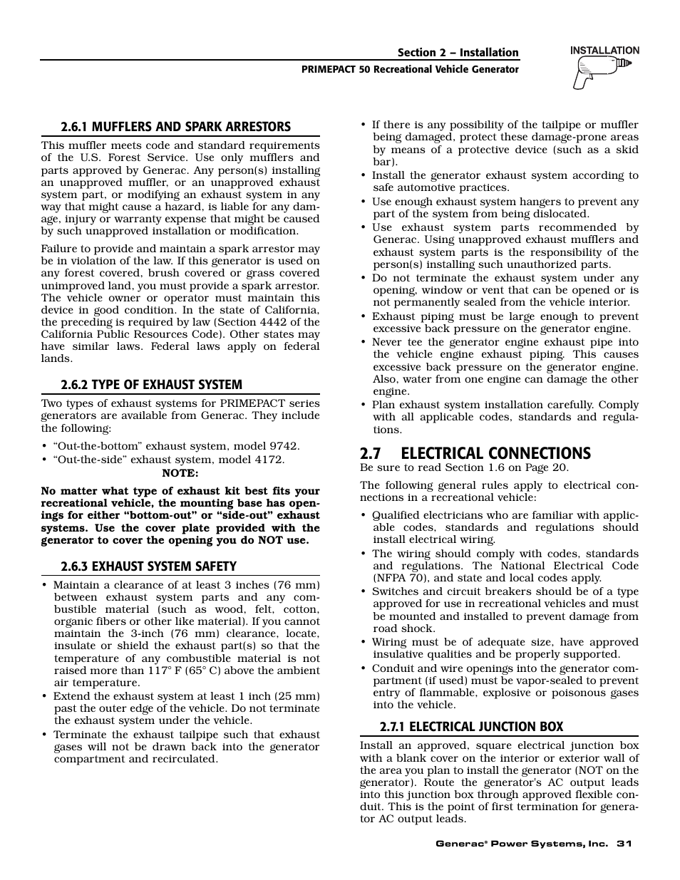 7 electrical connections | Generac 02010-0 User Manual | Page 33 / 60