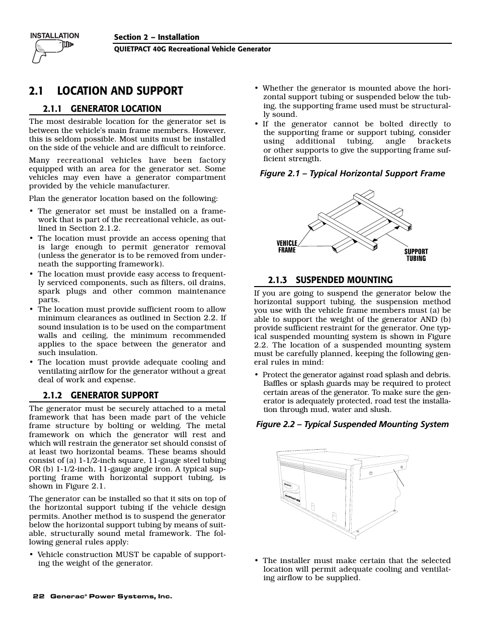 1 location and support | Generac 004700-0 User Manual | Page 24 / 52