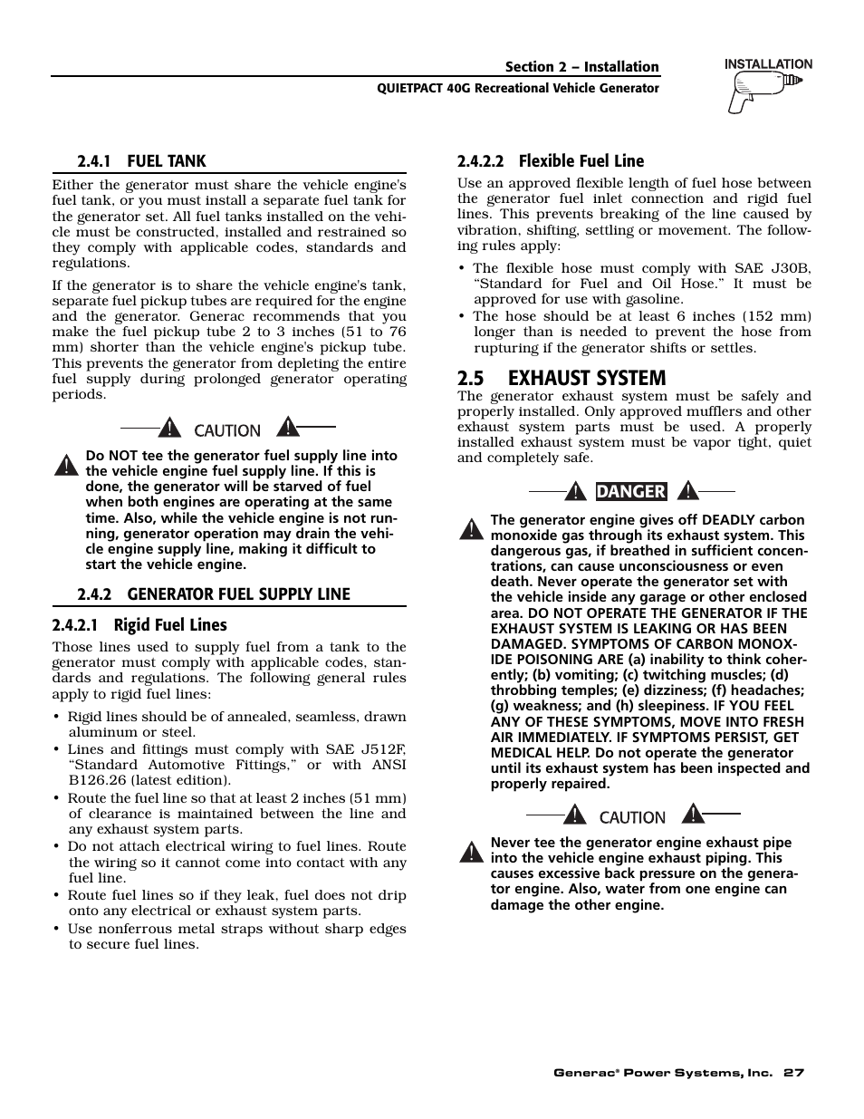 5 exhaust system | Generac 004700-0 User Manual | Page 29 / 52