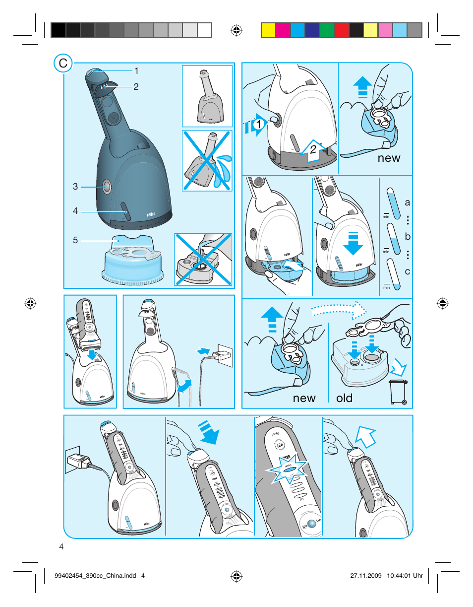 New old, Ab c | Gillette BRAUN 390CC User Manual | Page 4 / 14