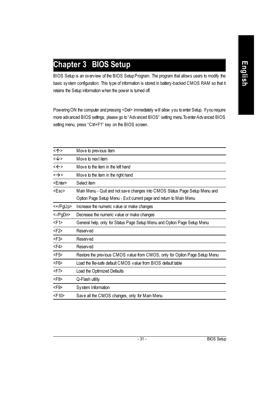 Chapter 3 bios setup, English | GIGABYTE GA-7vkml User Manual | Page 35 / 104