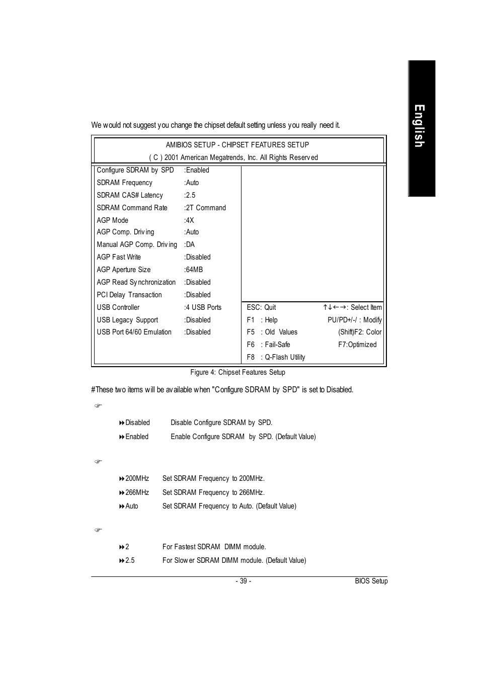 English, Chipset features setup | GIGABYTE GA-7vkml User Manual | Page 43 / 104