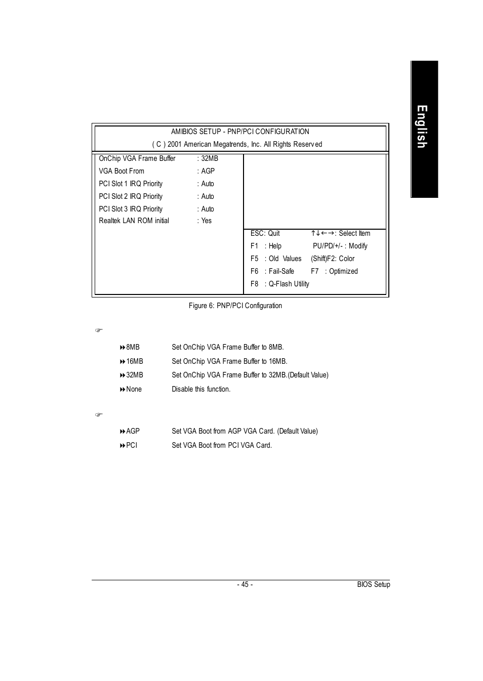 English, Pnp/pci configuration | GIGABYTE GA-7vkml User Manual | Page 49 / 104
