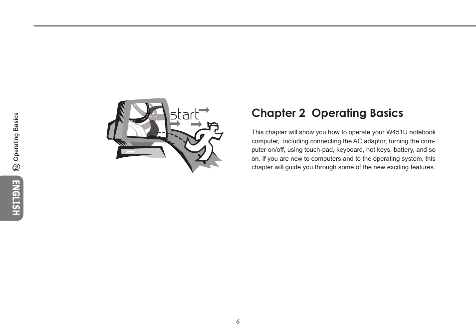 Chapter 2 operating basics | GIGABYTE W451U User Manual | Page 13 / 47