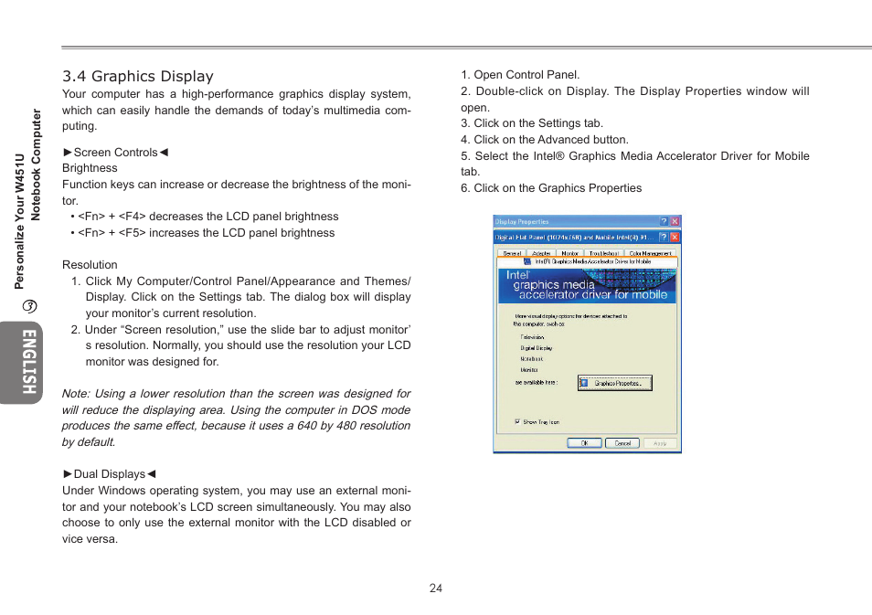 4 graphics display | GIGABYTE W451U User Manual | Page 31 / 47