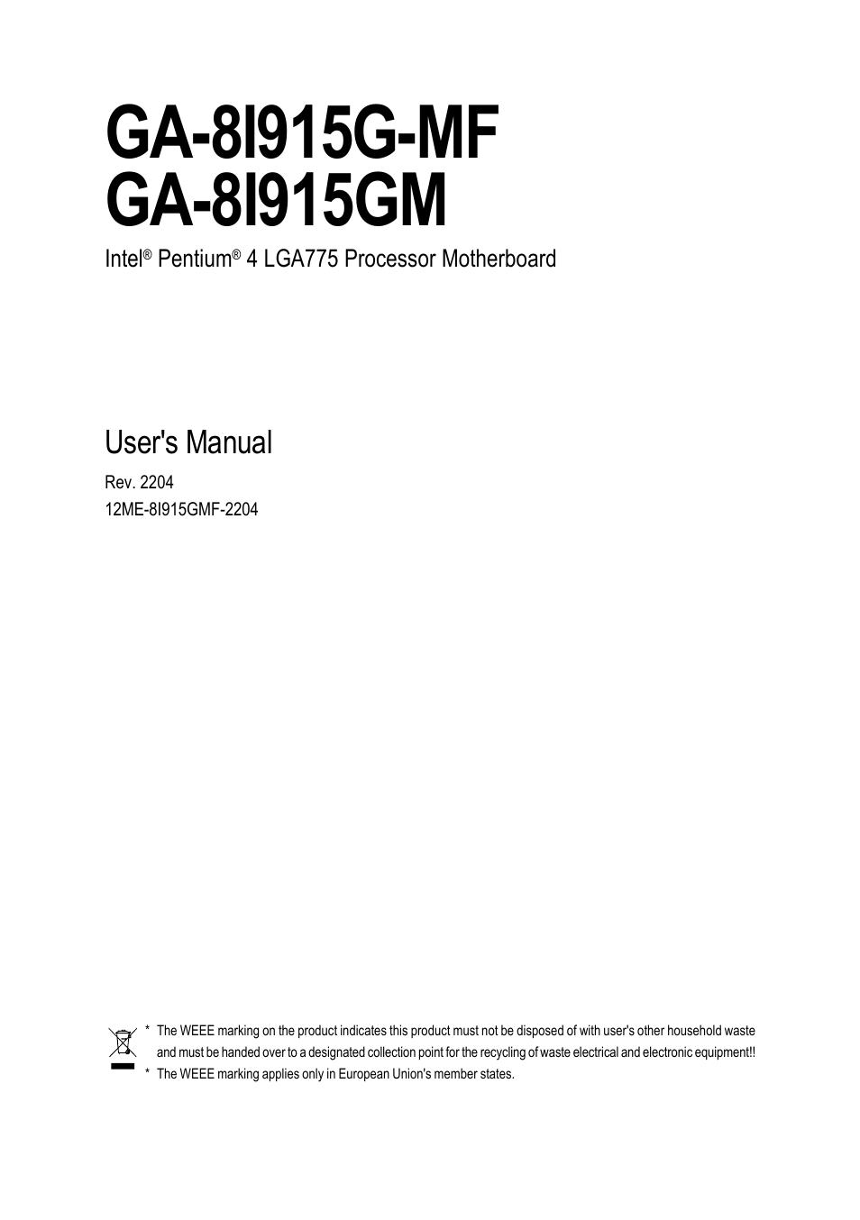 GIGABYTE GA-8I915G-MF User Manual | 80 pages